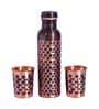 Antique Brick Pattern Copper Bottle & Tumbler Set