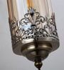 Antique Bronze Hanging Wall Lamp with Ornate Metal & Glass Shade