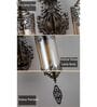Antique Bronze Hanging Wall Lamp with Ornate Metal & Glass Shade