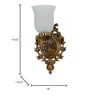 Antique Cast Aluminium Traditional Uplight Wall Sconce with Frosted Crackle Glass