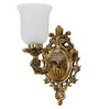 Antique Cast Aluminium Traditional Uplight Wall Sconce with Frosted Crackle Glass
