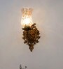 Antique Cast Aluminium Traditional Uplight Wall Sconce with Golden Etched Glass