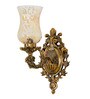 Antique Cast Aluminium Traditional Uplight Wall Sconce with Golden Etched Glass