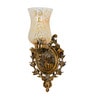 Antique Cast Aluminium Traditional Uplight Wall Sconce with Golden Etched Glass