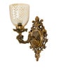 Antique Cast Aluminium Traditional Uplight Wall Sconce with Golden Luster Glass