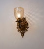 Antique Cast Aluminium Traditional Uplight Wall Sconce with Golden Luster Glass
