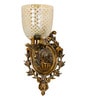 Antique Cast Aluminium Traditional Uplight Wall Sconce with Golden Luster Glass