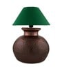Antique Copper Hammered Pitcher Table Lamp with Green Shade