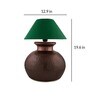 Antique Copper Hammered Pitcher Table Lamp with Green Shade