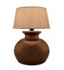Antique Copper hammered Pitcher Table Lamp with khadi shade