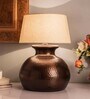 Antique Copper hammered Pitcher Table Lamp with khadi shade