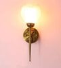 Antique Finish Wall Light With Ribbed Amber Glass
