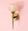 Antique Finish Wall Light With Ribbed Amber Glass
