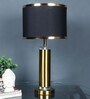 Antique Gold Cotton Fabric Shade Table Lamp With Metal Base