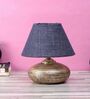 Antique Gold Terracotta & Natural Fiber Blue Colour Table Lamp