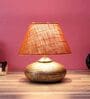 Antique Gold Terracotta & Natural Fiber Mustard Colour Table Lamp