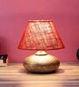 Antique Gold Terracotta & Natural Fiber Red  Colour Table Lamp