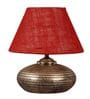 Antique Gold Terracotta & Natural Fiber Red  Colour Table Lamp