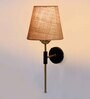 Antique Gold Wall Lamp with Beige Jute shade