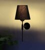 Antique Gold Wall Lamp with Black cotton shade