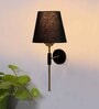 Antique Gold Wall Lamp with Black cotton shade