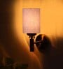Antique Gold Wall Lamp with Grey  cotton shade