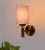 Antique Gold Wall Lamp with Grey  cotton shade