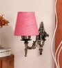 Antique Gold Wall Lamp with Jute Conical Pink Shade
