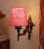 Antique Gold Wall Lamp with Jute Conical Pink Shade