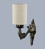 Antique Gold Wall Lamp with Jute White Shade