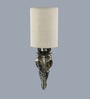 Antique Gold Wall Lamp with Jute White Shade