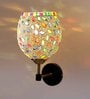 Antique Gold Wall Lamp with Mosaic Glass