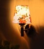 Antique Gold Wall Lamp with Multicolor cotton shade