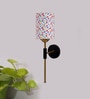 Antique Gold Wall Lamp with Multicolor cotton shade