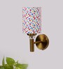 Antique Gold Wall Lamp with Multicolor cotton shade