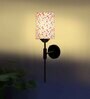Antique Gold Wall Lamp with Multicolor cotton shade