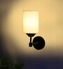 Antique Gold Wall Lamp with off-white cotton shade