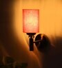 Antique Gold Wall Lamp with Orange cotton shade