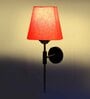 Antique Gold Wall Lamp with Orange cotton shade