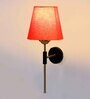 Antique Gold Wall Lamp with Orange cotton shade