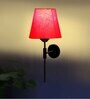 Antique Gold Wall Lamp with Red cotton shade