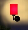 Antique Gold Wall Lamp with Red cotton shade