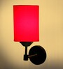 Antique Gold Wall Lamp with Red cotton shade