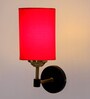 Antique Gold Wall Lamp with Red cotton shade