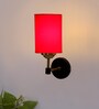 Antique Gold Wall Lamp with Red cotton shade