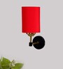 Antique Gold Wall Lamp with Red cotton shade