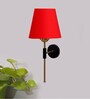 Antique Gold Wall Lamp with Red cotton shade