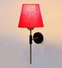 Antique Gold Wall Lamp with Red cotton shade