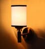 Antique Gold Wall Lamp with White & Black  cotton shade