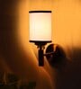 Antique Gold Wall Lamp with White & Black  cotton shade